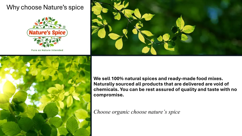 why choose nature s spice