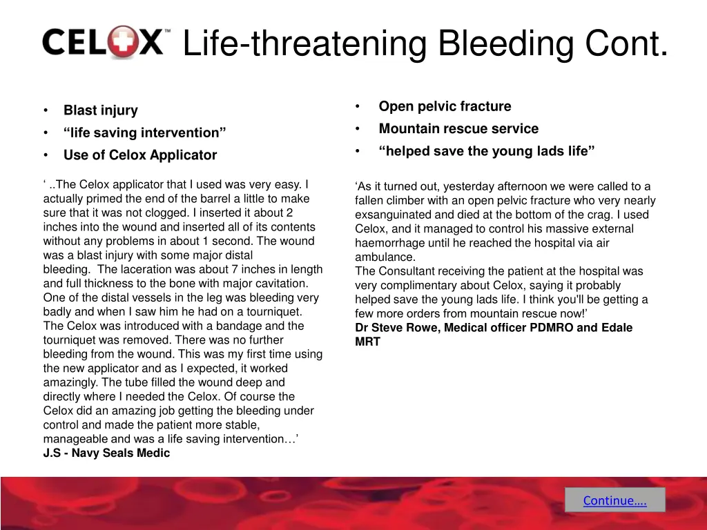 life threatening bleeding cont