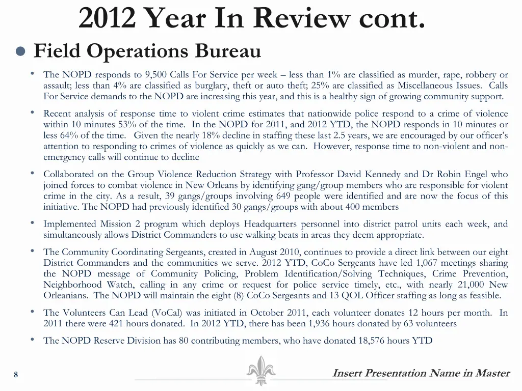 2012 year in review cont field operations bureau