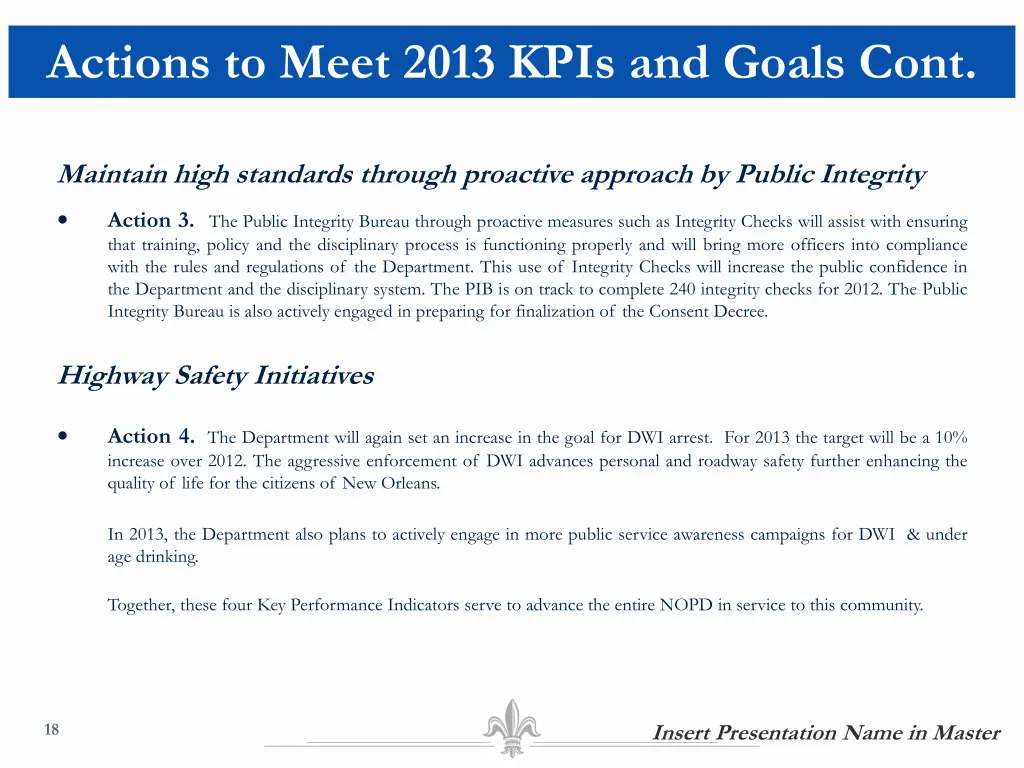 actions to meet 2013 kpis and goals cont