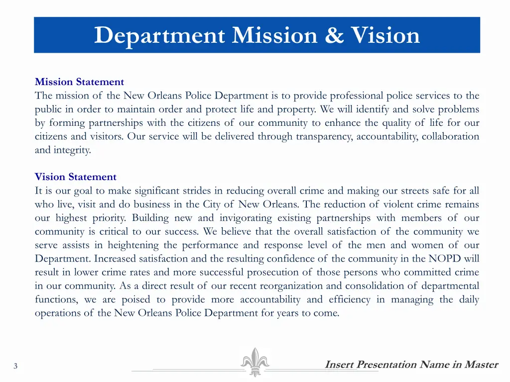 department mission vision