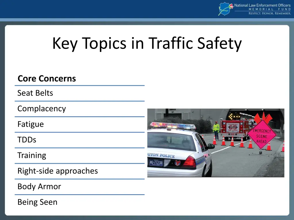 key topics in traffic safety