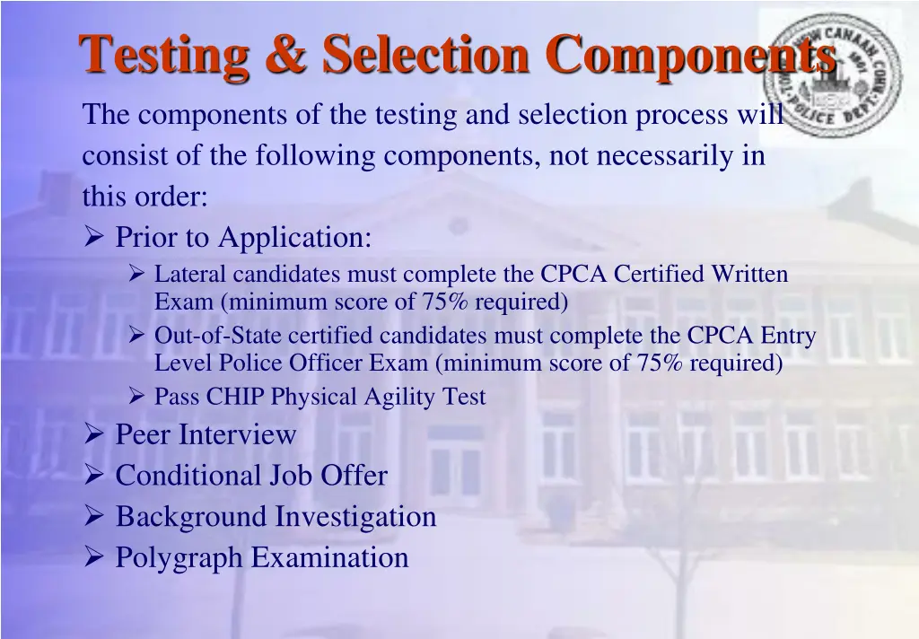 testing selection components the components