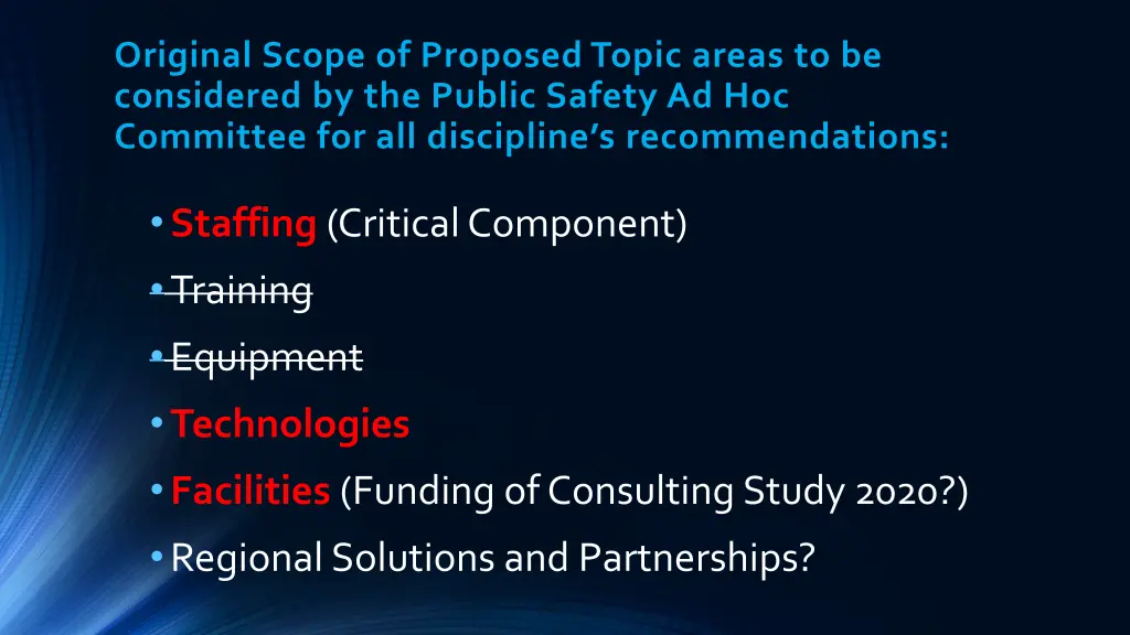 original scope of proposed topic areas