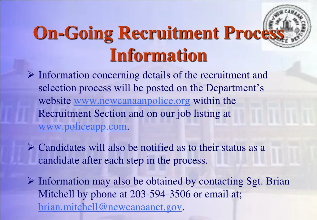 on going recruitment process information