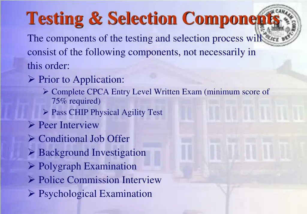 testing selection components the components