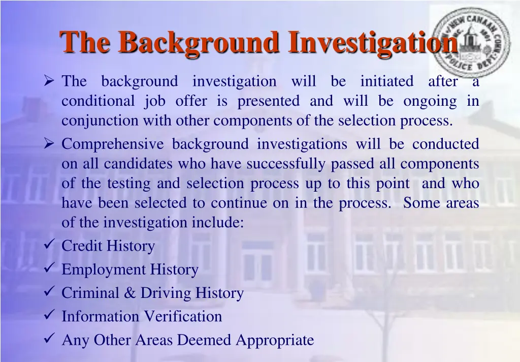 the background investigation