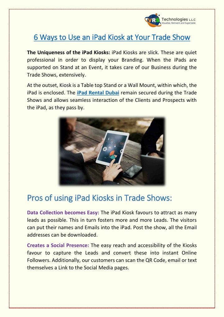 6 ways to u 6 ways to use an ipad kiosk at your