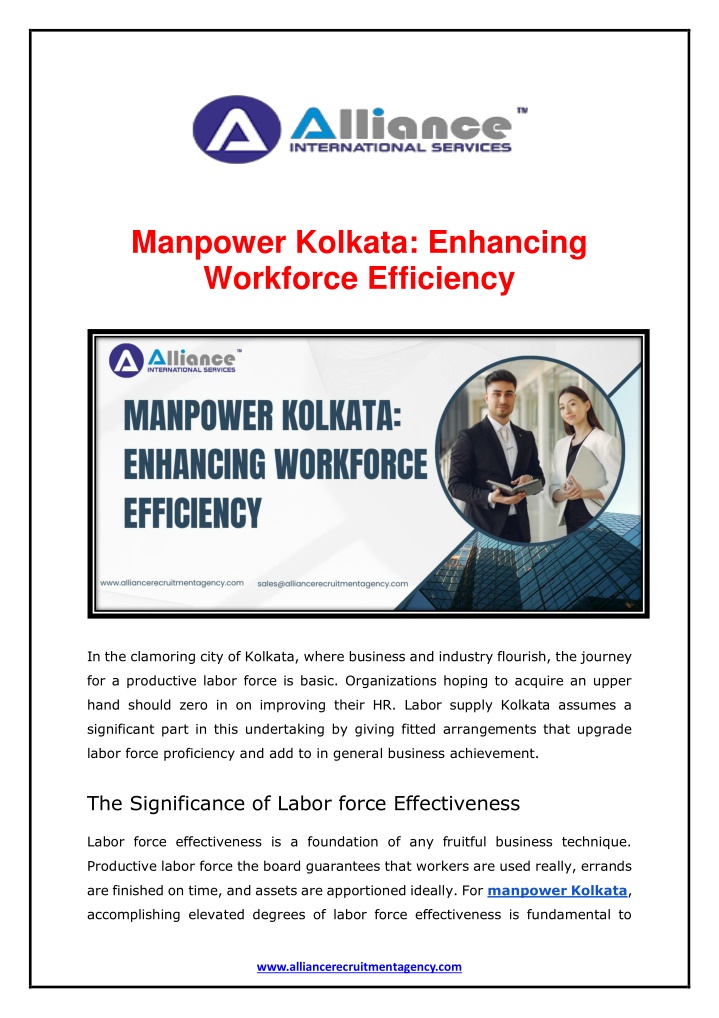 manpower kolkata enhancing workforce efficiency