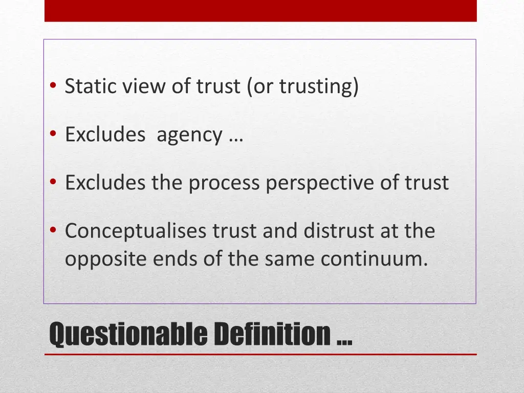 static view of trust or trusting