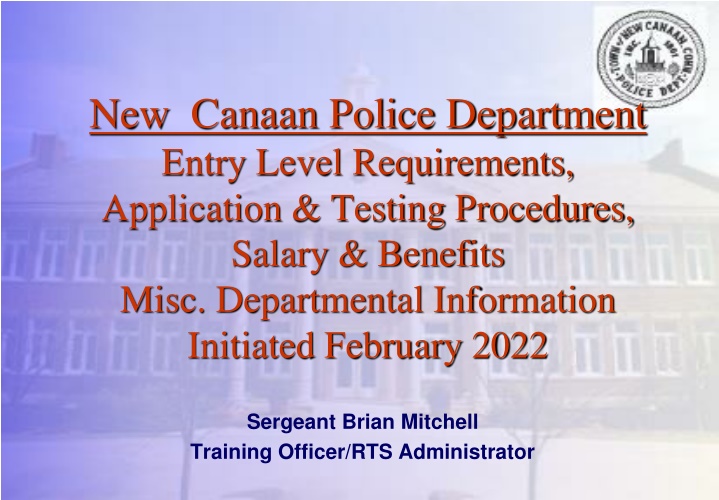 new canaan police department entry level