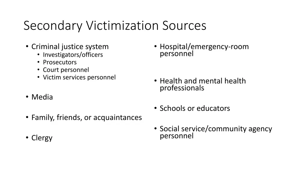 secondary victimization sources