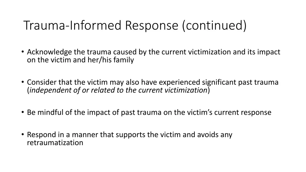 trauma informed response continued