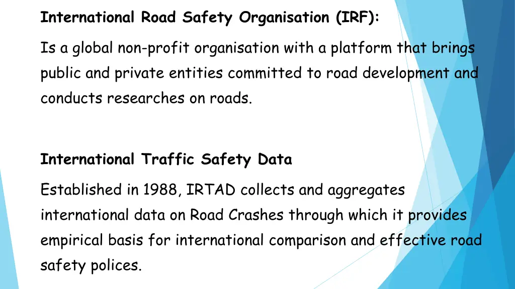 international road safety organisation irf