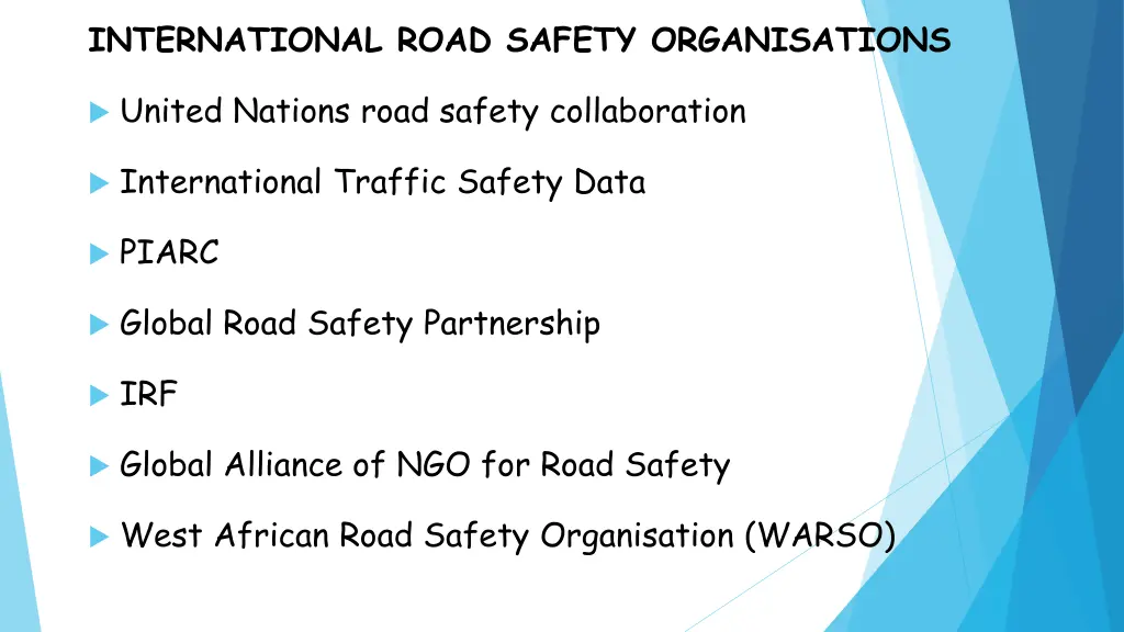 international road safety organisations