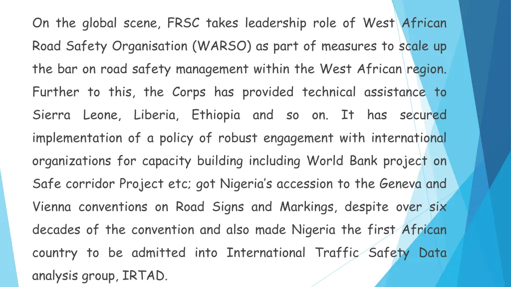 on the global scene frsc takes leadership role