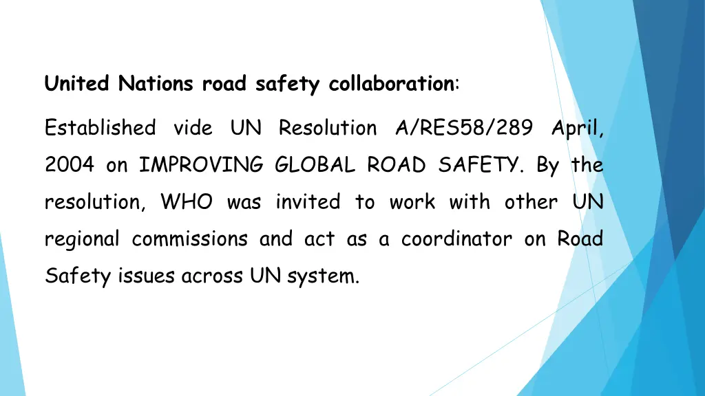 united nations road safety collaboration