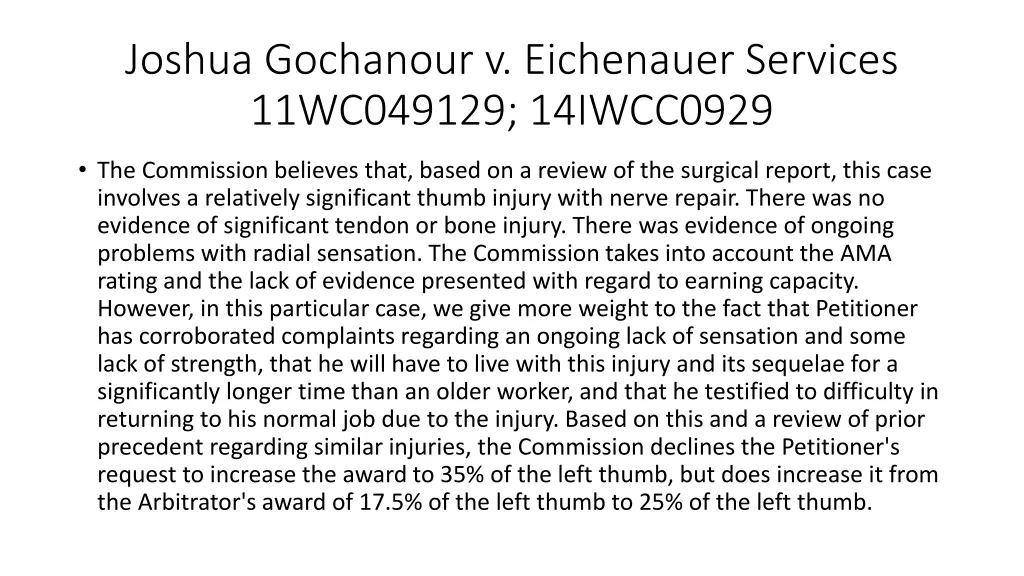 joshua gochanour v eichenauer services 11wc049129 2