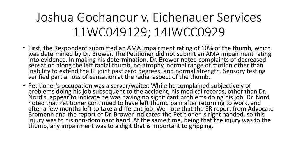 joshua gochanour v eichenauer services 11wc049129