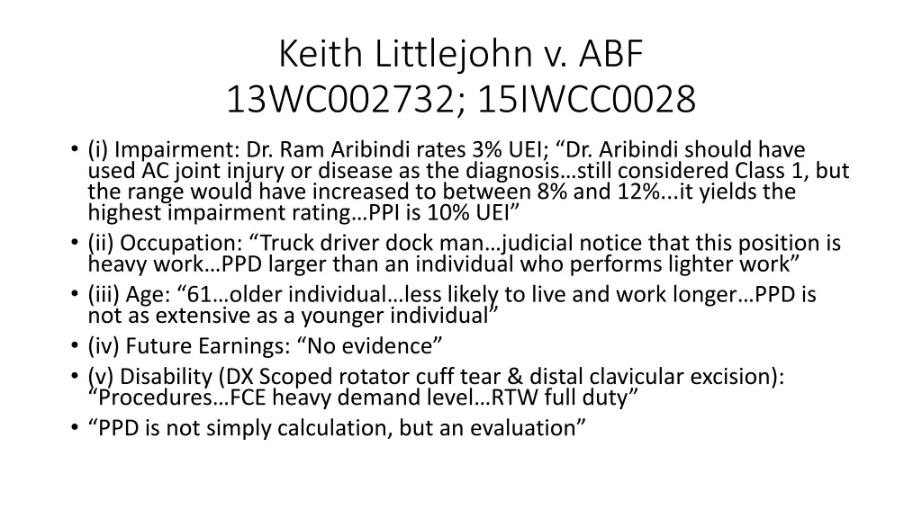 keith littlejohn v abf 13wc002732 15iwcc0028