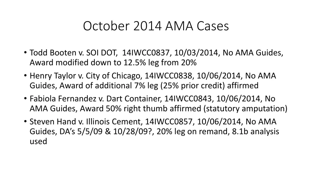 october 2014 ama cases