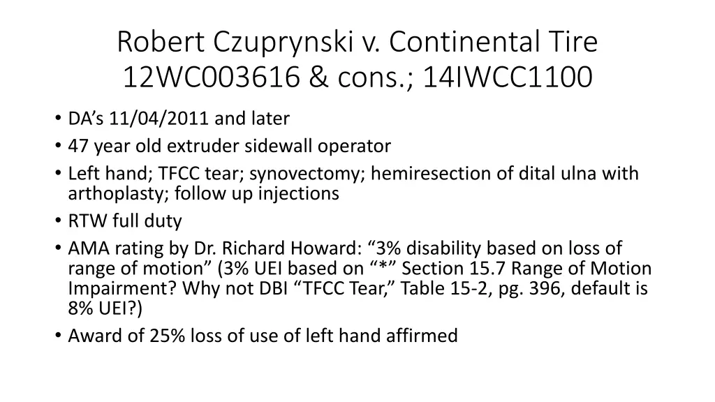 robert czuprynski v continental tire 12wc003616