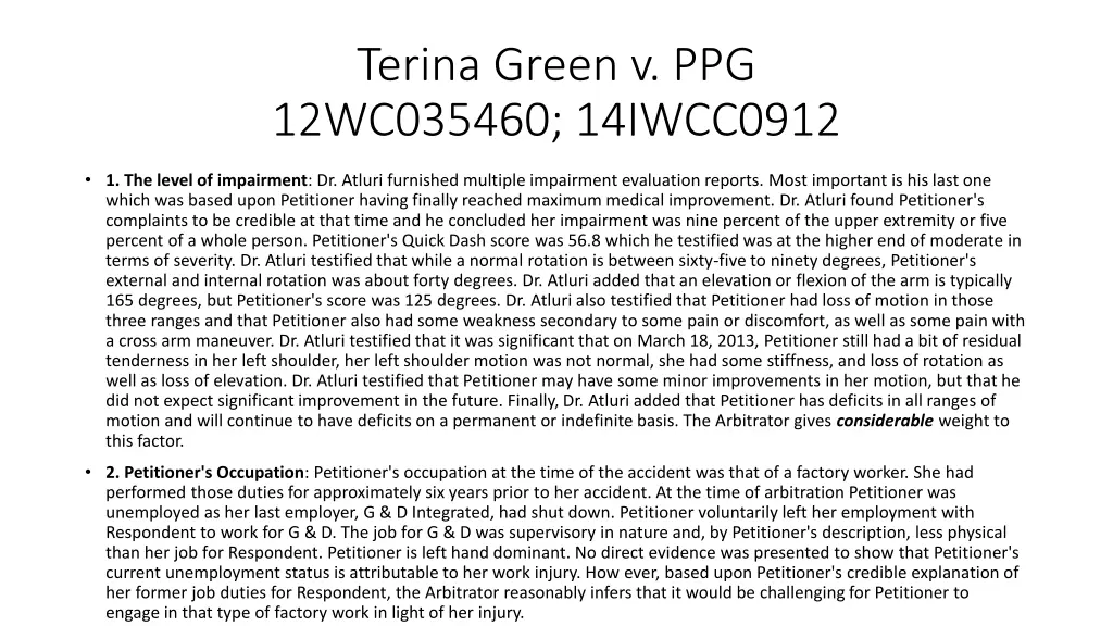 terina green v ppg 12wc035460 14iwcc0912