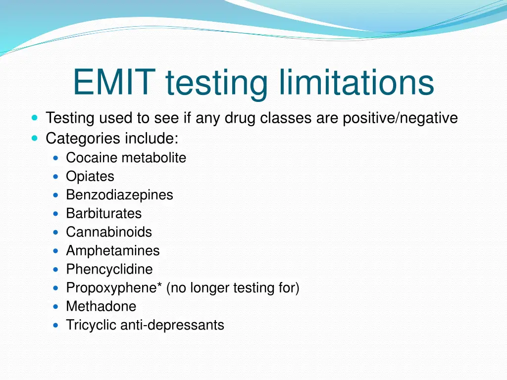 emit testing limitations testing used