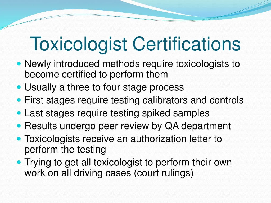 toxicologist certifications newly introduced