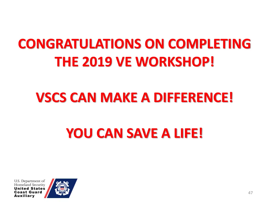 congratulations on completing the 2019 ve workshop