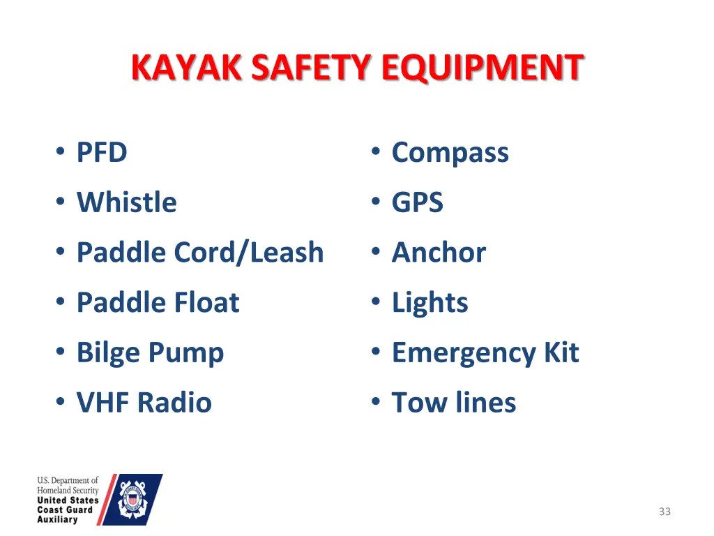 kayak safety equipment