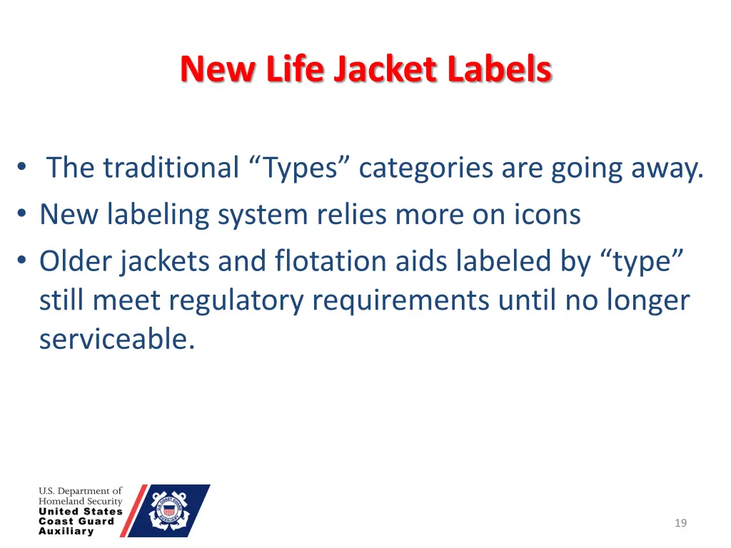 new life jacket labels