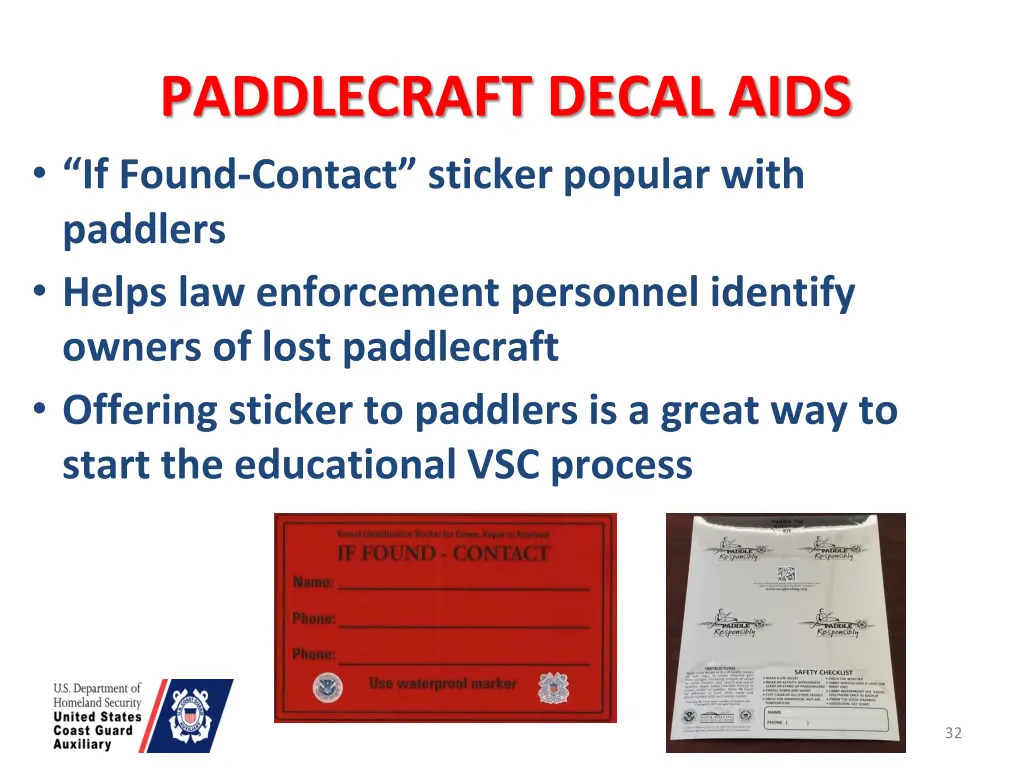 paddlecraft decal aids if found contact sticker