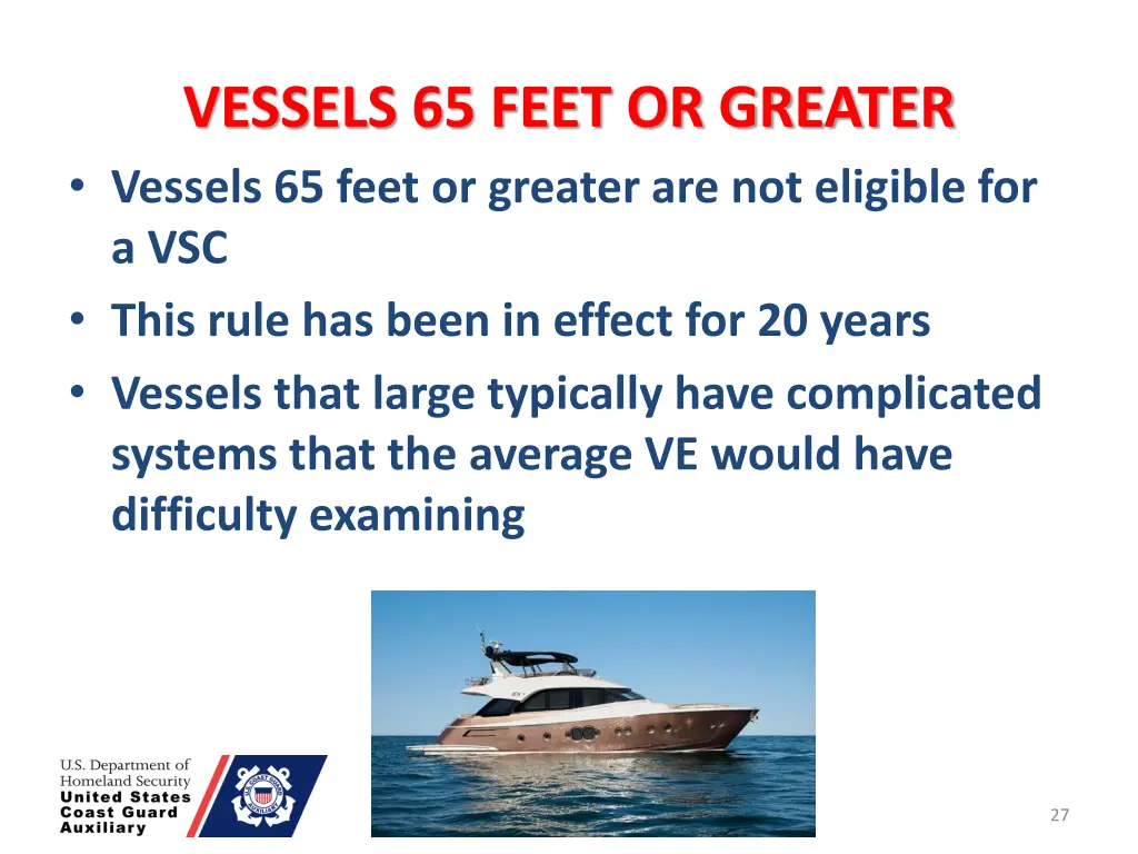 vessels 65 feet or greater vessels 65 feet