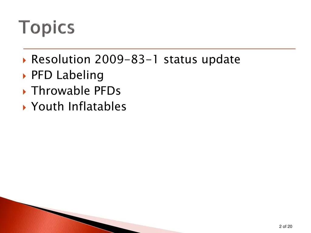 resolution 2009 83 1 status update pfd labeling