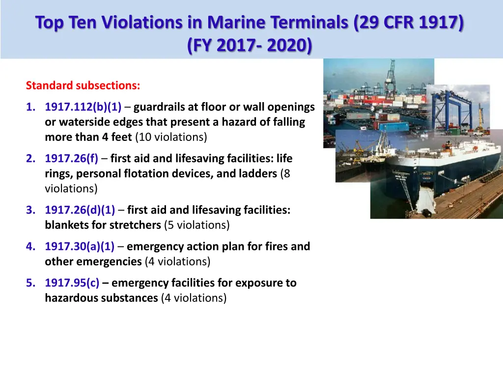 top ten violations in marine terminals 1