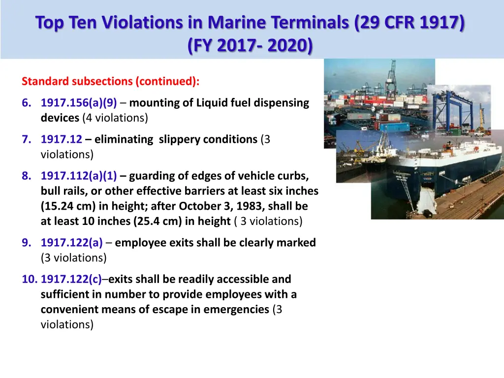 top ten violations in marine terminals 2