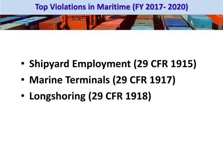 top violations in maritime fy 2017 2020