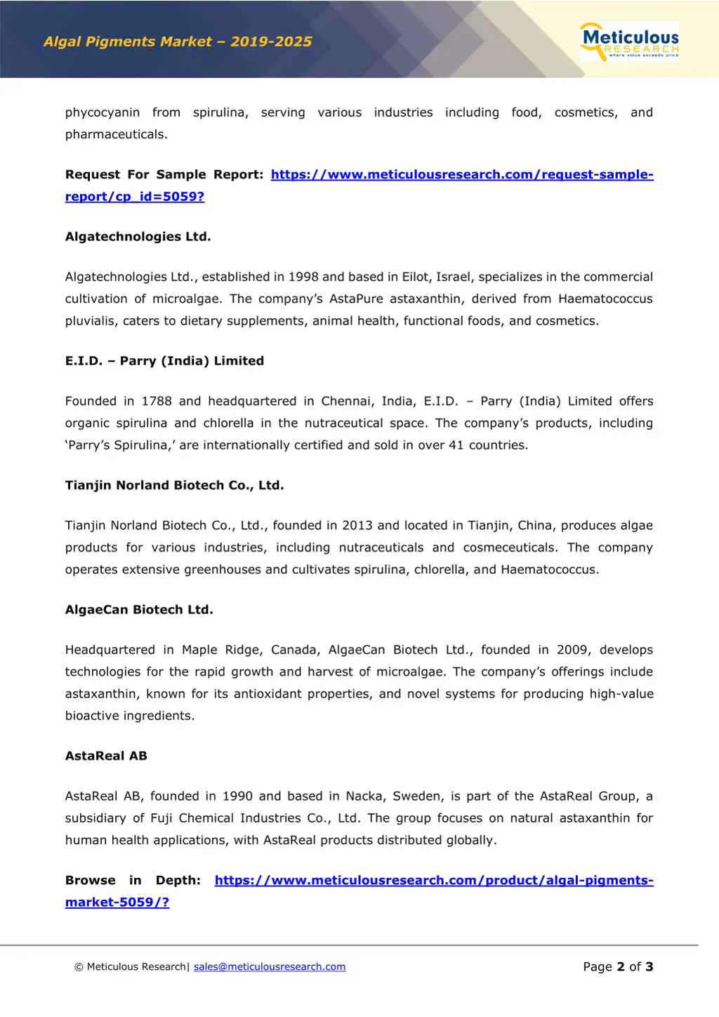 algal pigments market 2019 2025 1