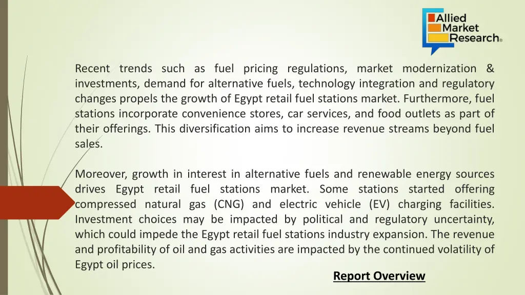 recent trends such as fuel pricing regulations