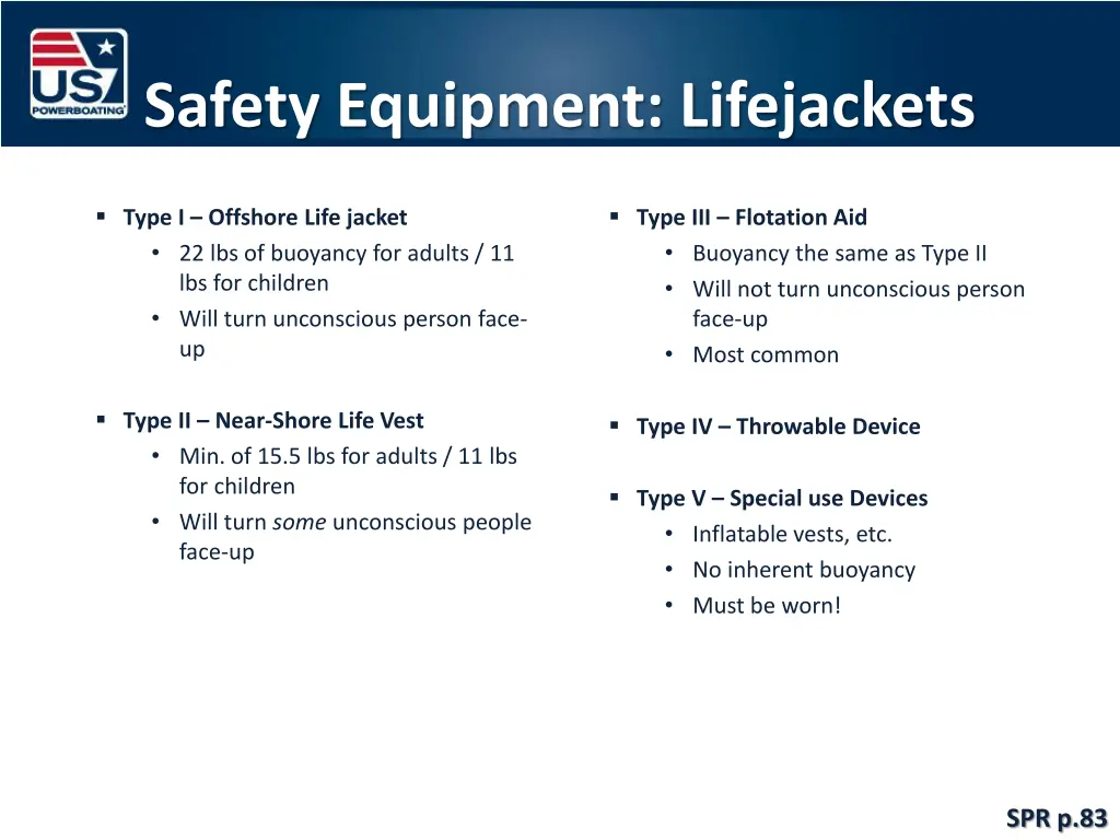 safety equipment lifejackets