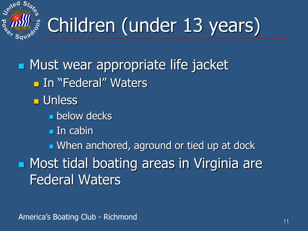 children under 13 years