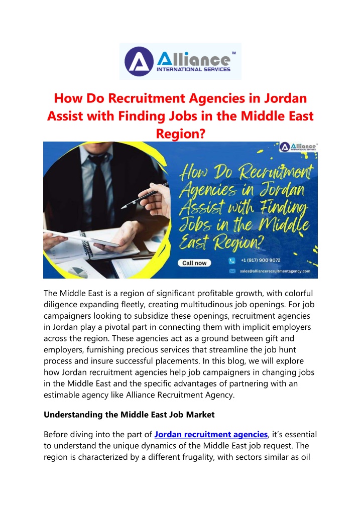 how do recruitment agencies in jordan assist with