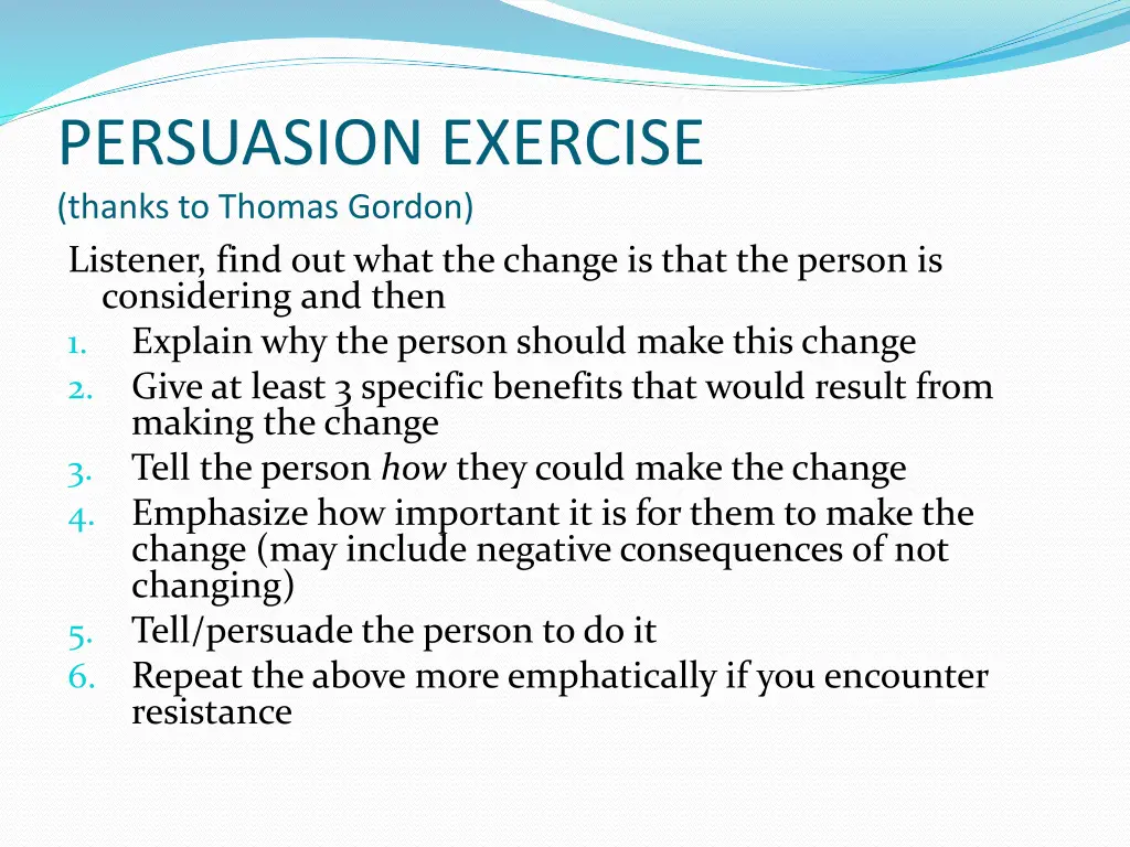 persuasion exercise thanks to thomas gordon