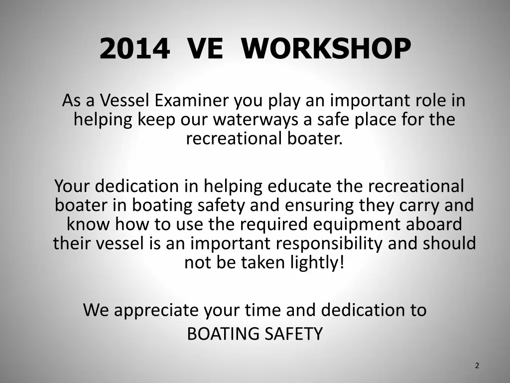 2014 ve workshop