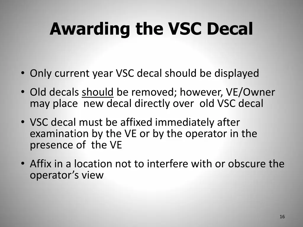 awarding the vsc decal