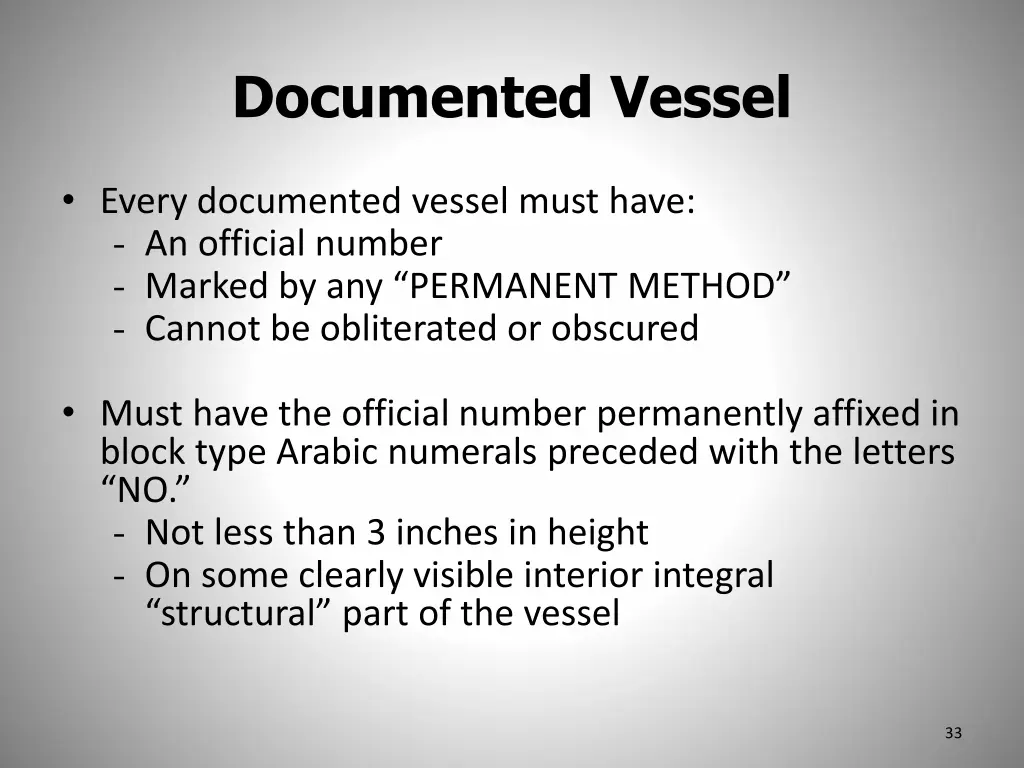 documented vessel