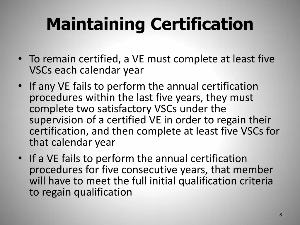 maintaining certification