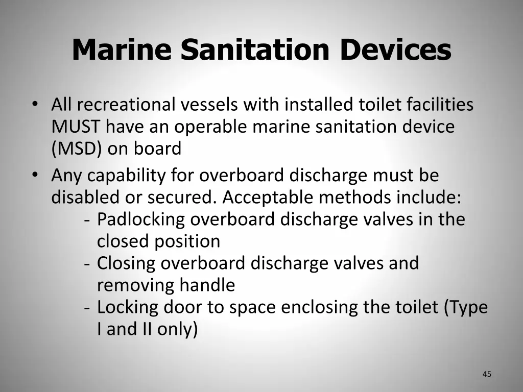 marine sanitation devices