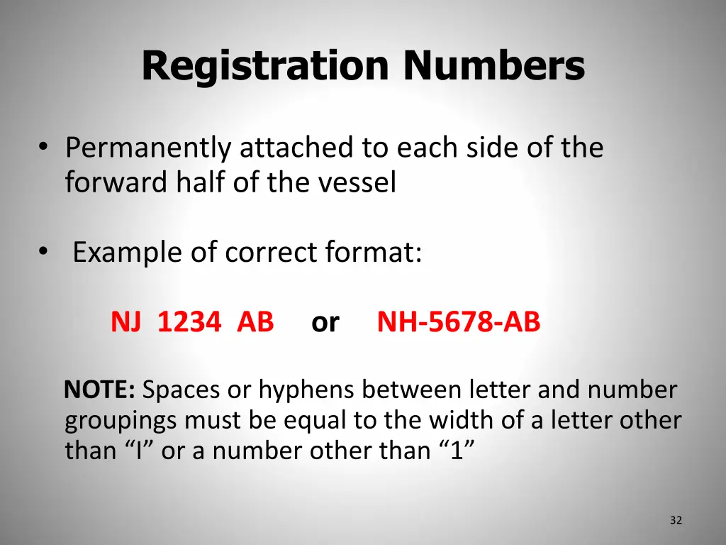 registration numbers 1